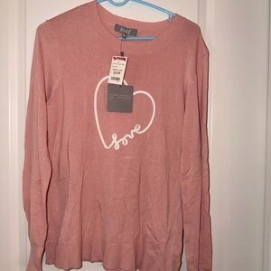 Max Studio Blush Love Heart Long Sleeve Tee